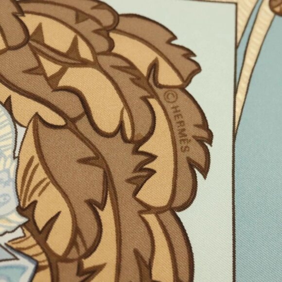 HERMES Carre 90 Scarf ""ARMETS PANACHE"" Silk Blue Auth 139211 - Picture 12 of 15